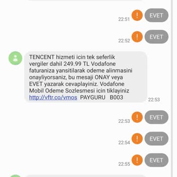 Vodafone Benden Habersiz Başkası Benim Mobil Hattımda Oyuna Para
