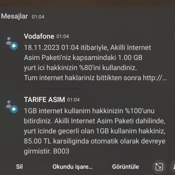Vodafone İnternetim Bitmediği Halde Yüksek Ücretle Aşım Paketi