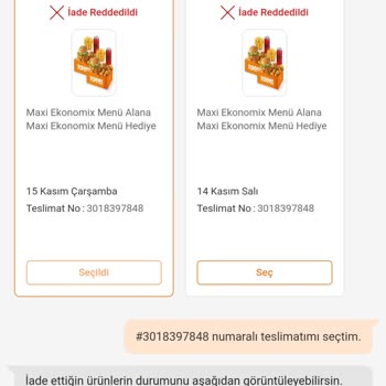 Trendyol Yemek Popeyes Eksik Sipariş Durumu