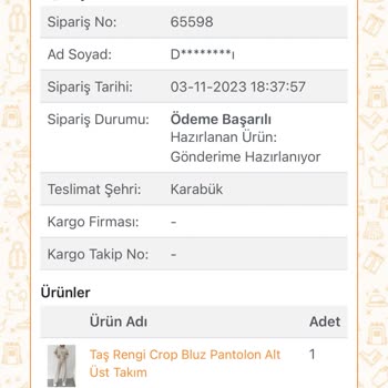 Nare Giyim Sipariş Vereli 5 Sene Oldu Marstan Mı Geliyor.