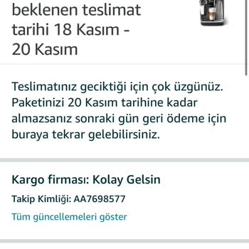 Kolay Gelsin Kargo Firması Teslimat Yapmamaktadır.