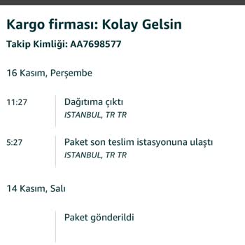 Kolay Gelsin Kargo Firması Teslimat Yapmamaktadır.