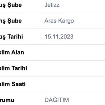 Jetizz Kargonun 15.11.2023 Tarihinden Beri Taşımada Oluşu, Teslim Edilmemesi