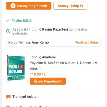 Trendyol'dan Aldığım Ürünü Aras Kargo Ürünümü Teslim Etmedi