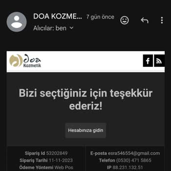 Doa Kozmetik 10 Gündür Kargolama İşlemi İletişim Kurmuyor