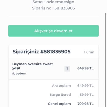 Özlem Albayrak (ozlemdesignoutlett) Siparişim Ulaşmadı Kargoya Verilmedi Cevap Alamıyorum Satıcıdan