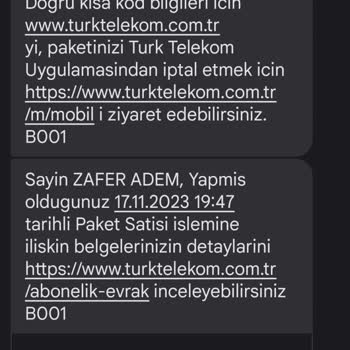 Türk Telekom Paketi İptal Edememe