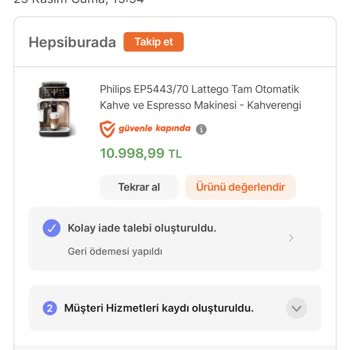 Hepsiburada Yeni Ürünümü Alıp Geçen Seneki Fiyatı İade Etmeleri