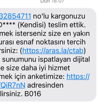 Aras Kargo Setbaşı Şubesi Kargo Teslimi