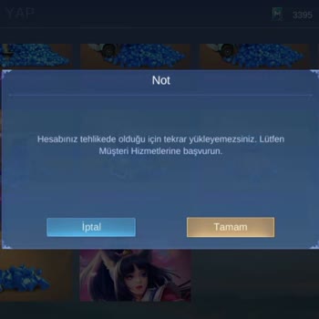 Mobile Legends Hesabınız Tehlikede Hattası Veriyor Elmas Yükleyemiyorum