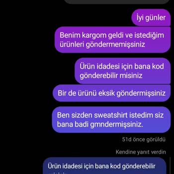 Trendix_butikkk (Instagram) Siparişin İade Edilebileceğini Söyleyip İade Kodu Göndermemeleri