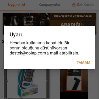 Dolap Uygulamasına Giriş Yapamıyorum