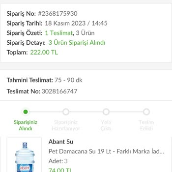 Trendyol Hızlı Market Su Siparişi Getirememe