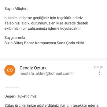 Sütaş Kampanya Hediyesi Hüsranı