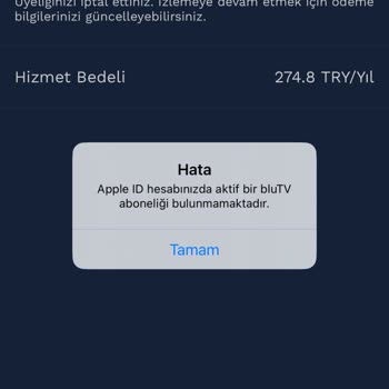 Blutv Yıllık Ücret Alınmasına Rağmen Üyeliğim Aktif Değil