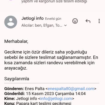Jetlogi Kargo Teslimi Gecikmesi