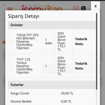 İsem Kitap Eksik Ve Geç Gelen Kargo