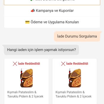 Pidem Restaurant Eksik Ürün - İade Talebi Reddedilmesi