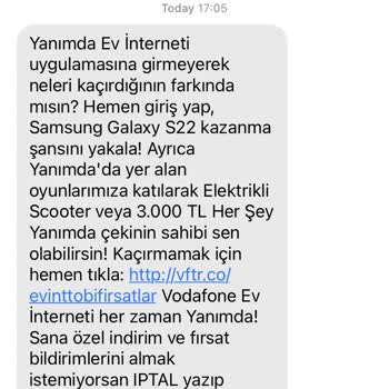 Vodafone Yanımda Bildirim Mesajları