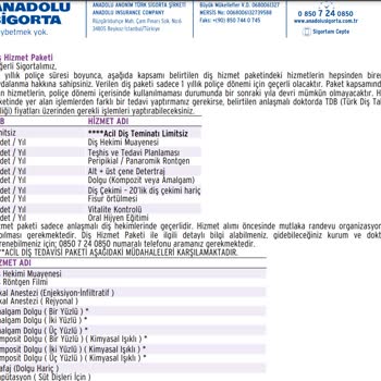 Anadolu Sigorta Diş Hizmetleri Sorunu