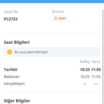 Pegasus Tarafından İptal Bileti