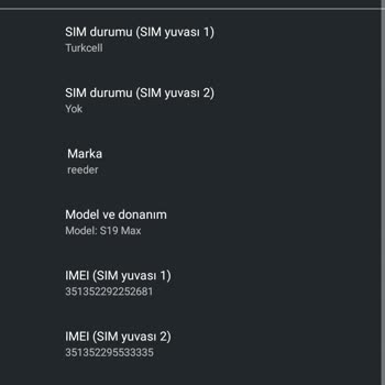 Reeder S19 Max Telefonuna Android 12 Güncellemesi Almaması.