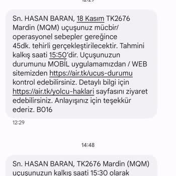THY Rötar İle 45dk İleri Aldığı Uçuşu 20dk Dakika Geri Çekmesi