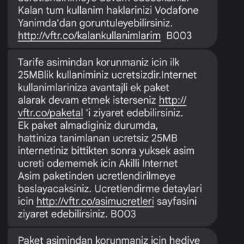 Vodafone Faturalı Hatalı Aşım Ücreti Tanımlanması