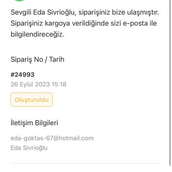Vina Seramik Verdiğim Sipariş Henüz Gelmedi