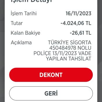 Türkiye Sigorta İznim Dışı Poliçe Bedeli Tahsil Etti.