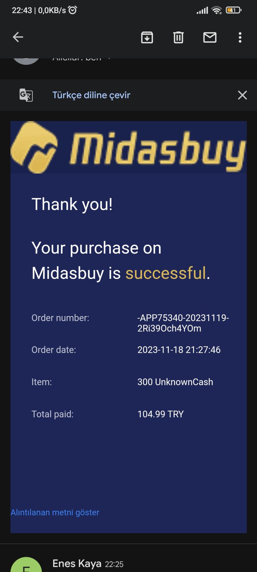 Midasbuy Uc Aldım Başka Hesaba Gitti Param Boşa Gitti - Şikayetvar
