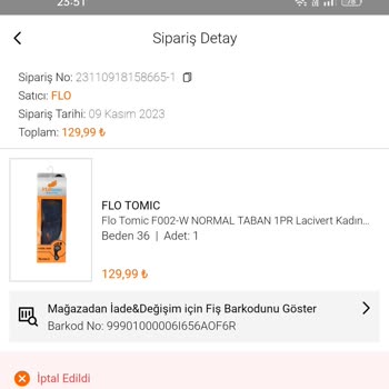 FLO Ayakkabı İade Tutarı Eksikliği