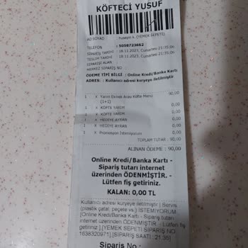 Yemek Sepeti Ve Köfteci Yusuf Bayat Yiyecek Satıyorlar. Almayacağım