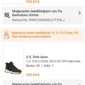 FLO Ayakkabı FLO Ürün Elime Ulaşmadı