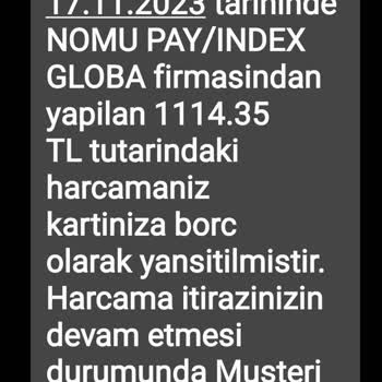 Nomu Pay Index İzinsiz Para Çekimi