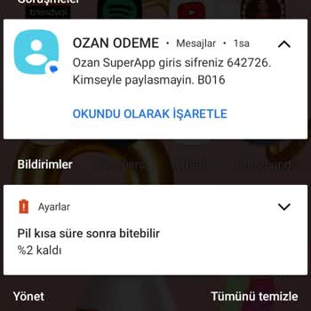 Ozan Elektronik Para Mobil Ödeme Uygulamasından Şifre Mesajı Alıyorum