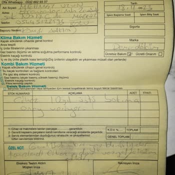 Türkiye Katılım Sigorta Kombi Arızası Teknik Servis Sorumlusu Hatası