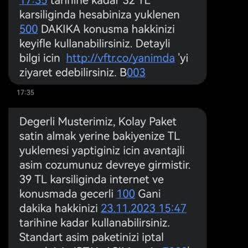 Vodafone Benim İznim Olmadan Hesabımdan Başka Paket Tanımlandı