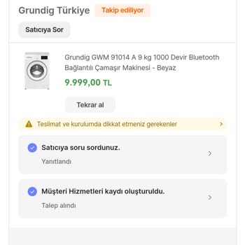 Grundig Gecikmiş Çamaşır Makinesi Teslimatı