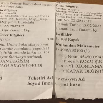 Arçelik Prosmartinverter Buzdolabı İçinde Koku