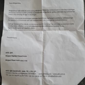 Adil Işık Group Parası Fazla Kalitesi Hatalı Ürün