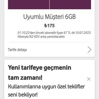 Vodafone Tarife Değişikliği Hk.