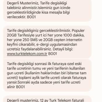 Türk Telekom İstemediğim Halde Tarifemi Değiştirdiler.