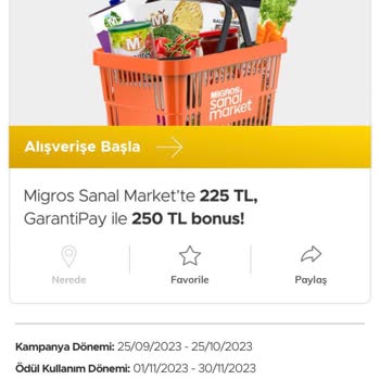 Migros Sanal Market Yüklenmeyen Bonus