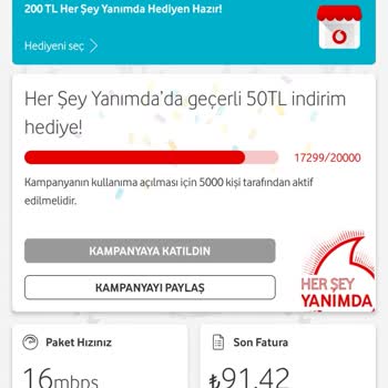 Vodafone Her Şey Yanımda Geçersiz Hediye Çeki Veriyor.