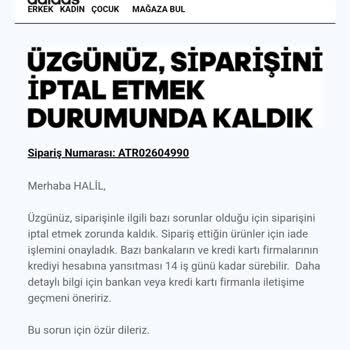Adidas Ürünümü Sebepsiz İptal Edildi