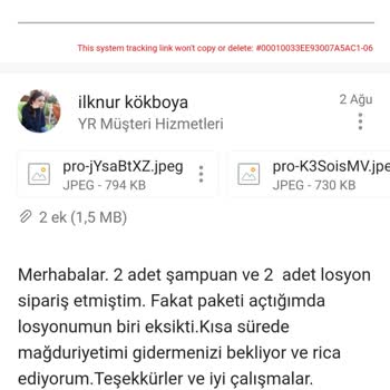 Yves Rocher Kargodan Gelen Eksik Ürün