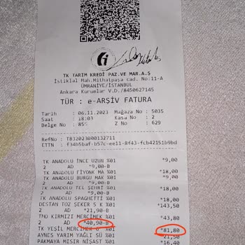 Tarım Kredi Kooperatif Market Aldığım Bir Üründe Bana Söylenen Fiyatla Fişteki Fiyat Aynı Çıkmadı