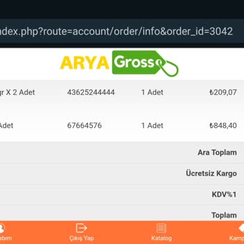 Arya Gross Ürünlerin Gönderilmemesi Ve Muhatap Bulamamak