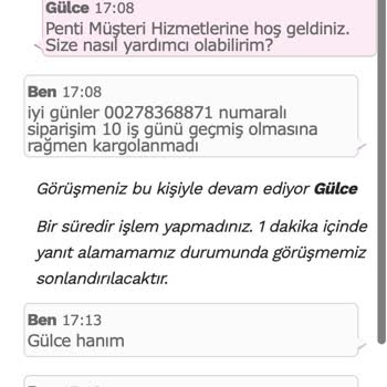 Penti Siparişimin Kargolanmaması Ve Müşteri Hizmetleri İlgisizliği